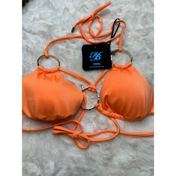 Honey Birdette ATHENA🧡 Neon Orange Triangle Swim Top Medium - Picture 2 of 2